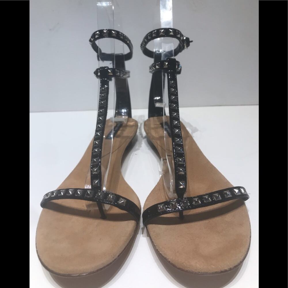 Daniele Ancarani black flat T - strap with studs